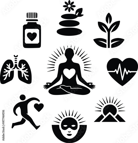 Mindfulness Nature Meditation Nature Sleep Icons Mindful Living Lifestyle Yoga Fitness SelfCar