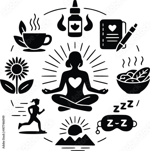 Mindfulness Nature Meditation Nature Sleep Icons Mindful Living Lifestyle Yoga Fitness SelfCar