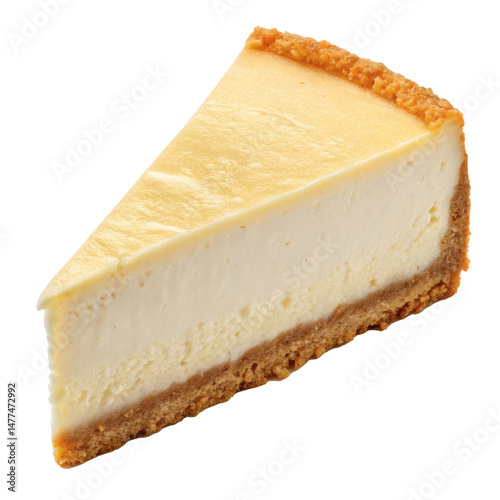 New York style cheesecake on transparent background.