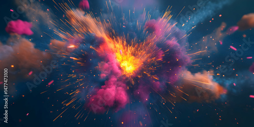 Wallpaper Mural Colorful Abstract Explosion with Bright Flames and Vibrant Smoke Effect Torontodigital.ca