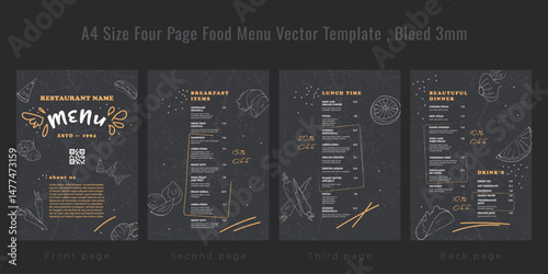 New Food menu template. Creative outline food menu template design.