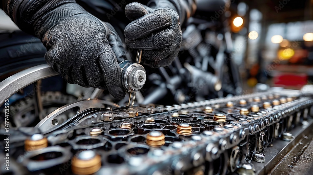 Closeup of mechanic working on vehicle parts Closeup of mechanic working on vehicle parts