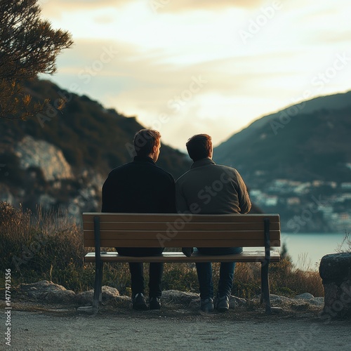 Obraz na płótnie Two friends enjoying a sunset together. w salonie