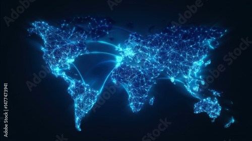 Glowing connection lines illustrate a digital map