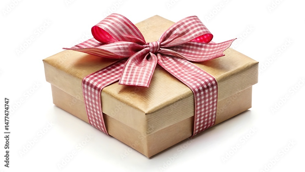 Obraz premium Gift box tied ribbon isolated on white background