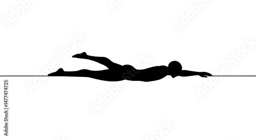 Silhouette of Legs Extended Horizontally Across a Line