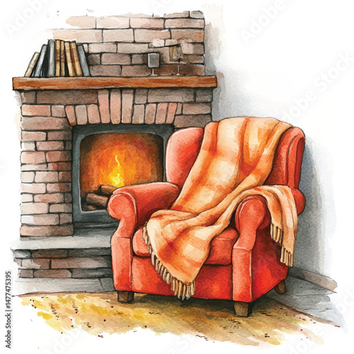 Cute cartoon watercolor A cozy blanket