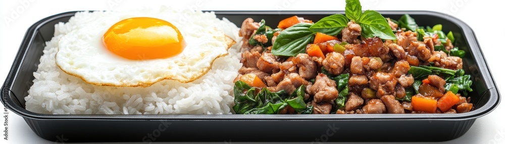 Delicious rice bowl with chicken and egg.