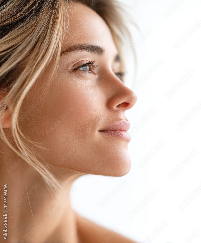 Fototapeta premium Elegant Woman with Smooth Skin and Bright Eyes