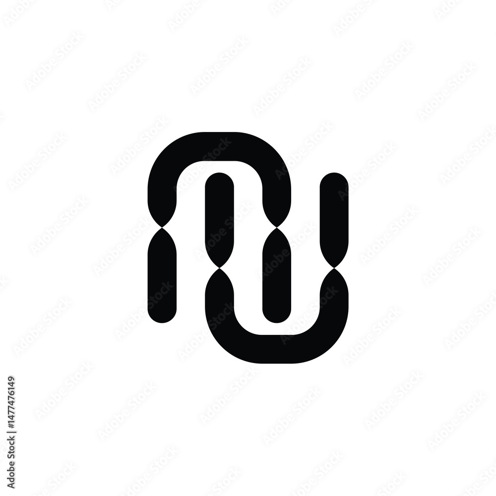 Obraz premium NU monogram logo design letter text name symbol monochrome logotype alphabet character simple logo