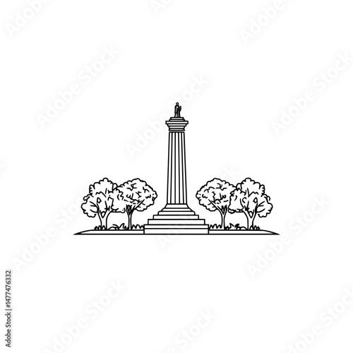 monument icon in outline vector style for travel and heritage 