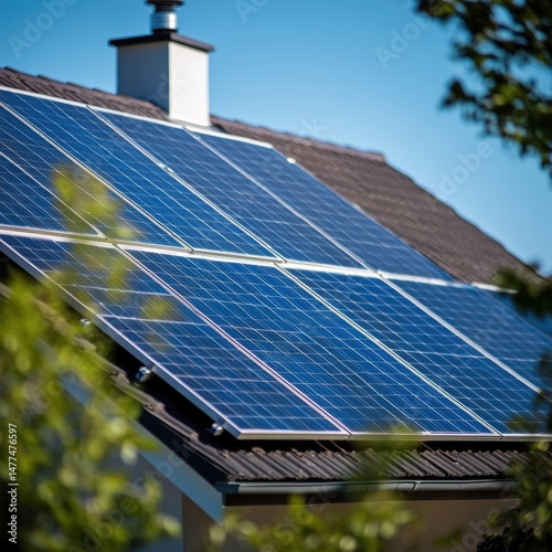 Obraz na płótnie Solar panels harness sunlight for clean energy. w salonie