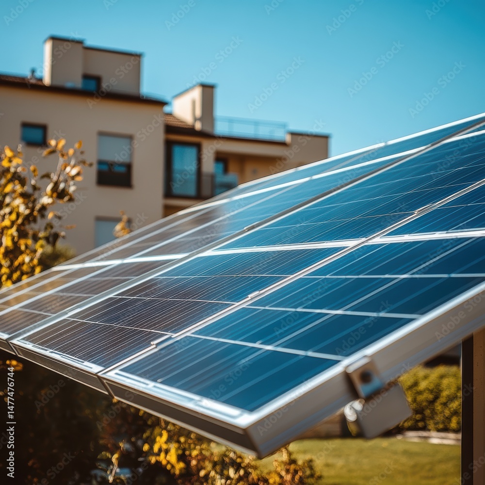 Solar panels harnessing energy on a sunny day.