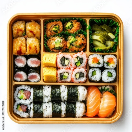 Obraz na płótnie Delicious assorted sushi in a bento box w salonie