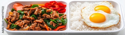 Obraz na płótnie Delicious bento box with rice and eggs. w salonie