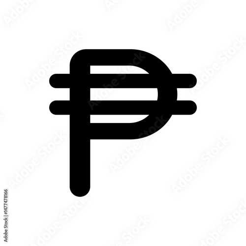 Illustration of a stylized philippine peso currency symbol in black on a white background design element