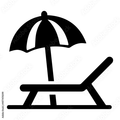 Beach umbrella and sun lounger icon on white background vector
Vector travel icon