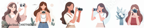 vector character woman taking pictures