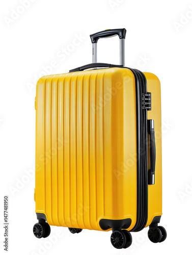 Isolated Yellow Rolling Suitcase