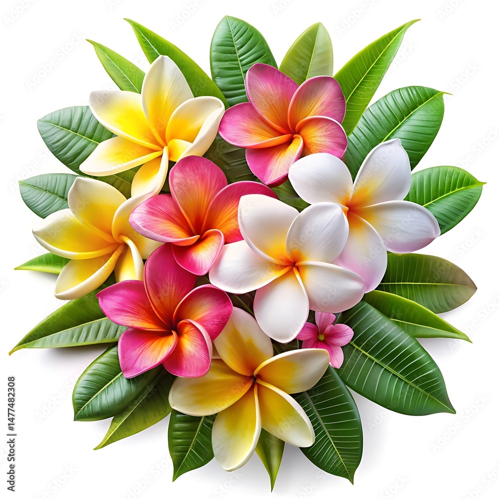 Fototapeta premium Tropical flowers frangipani plumeria isolated on white background