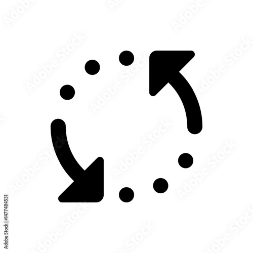 Circular arrows indicating a process with dotted line showing direction and flow of information or steps