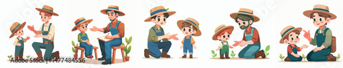 farmer vector interacting with children