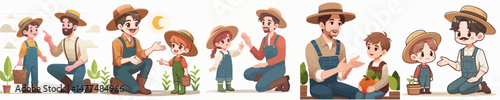 farmer vector interacting with children