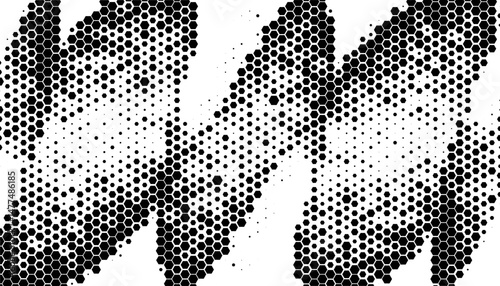 Black and white abstract molecule pattern with hexagon shape for modern background. Vector Format Illustration. DNA pattern with halftone effect. Vector Format Illustration 