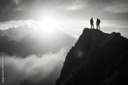 Wallpaper Mural Silhouetted Hikers on Mountain Peak Torontodigital.ca