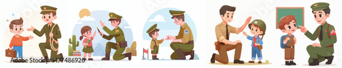 soldier vector interacting with children
