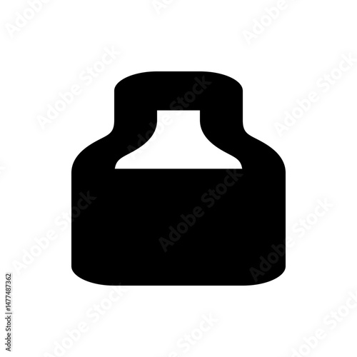 Illustration of a black bottle with a rounded top and a narrow neck filled with a liquid inside it