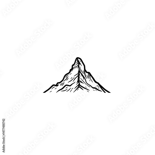 Mountain Icon with Bold Silhouette and Artistic Vector Design