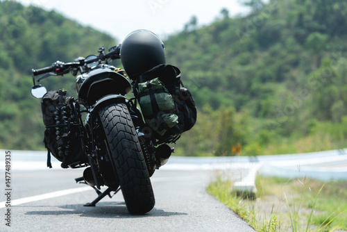 Принти на полотні motorcycle on the road rides away