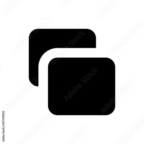 Two overlapping black rounded squares with one slightly offset above the other in a simple design style