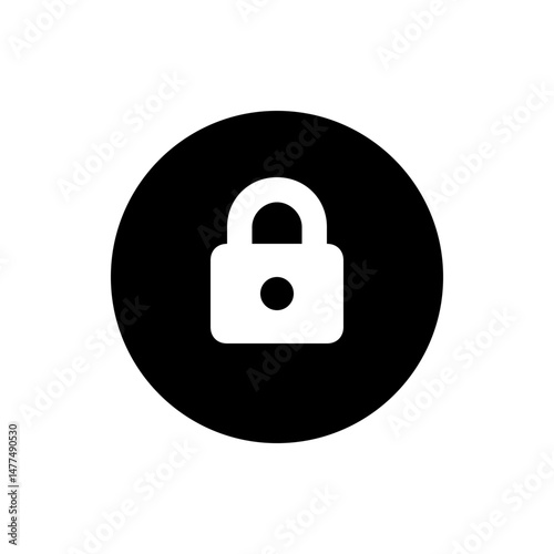 A white padlock symbol centered within a black circle providing a clear representation of security and privacy