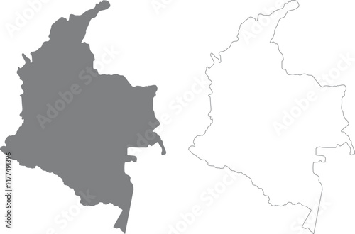 Colombia map silhouette design vector art illustration isolated on transparent background.