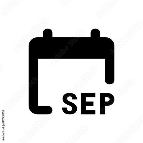 Illustration of a calendar icon showing the month september in bold letters on a white background image