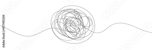 Hand-Drawn Scribbles of Tangled Intertwined Lines in Different Shapes and Size. Editable Line. Adjustable Stroke Width .Vector Illustration .EPS 10 .