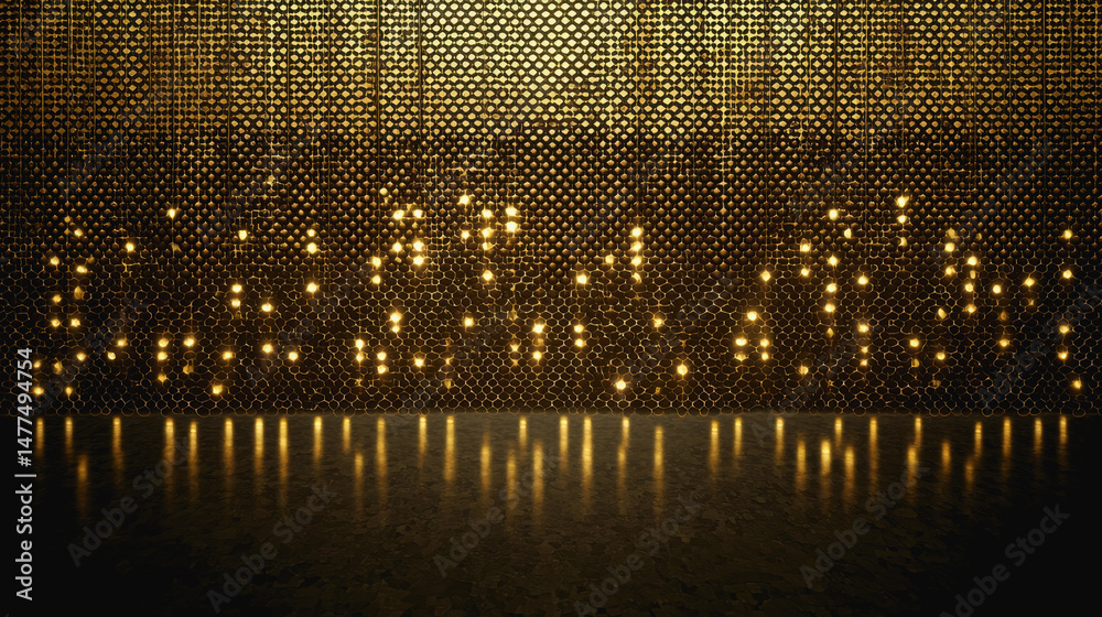 Naklejka premium Wall with illuminated lights creating a unique and captivating atmosphere for artistic and modern interior design