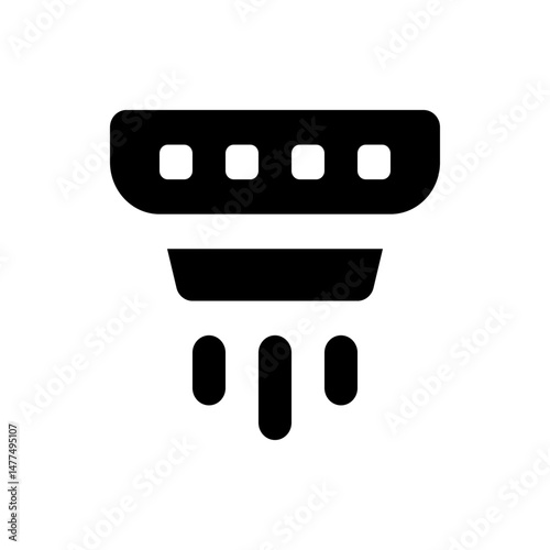 Illustration of a black diffuser with a rectangular top and three rounded shapes at the bottom center