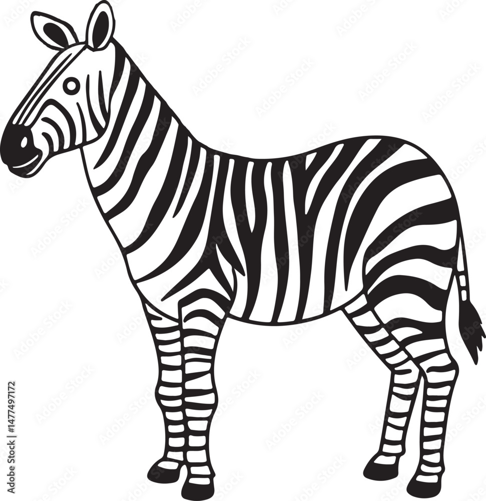 Obraz premium Realistic zebra line art illustration perfect for wildlife educational content, animal-themed printables, and safari projects