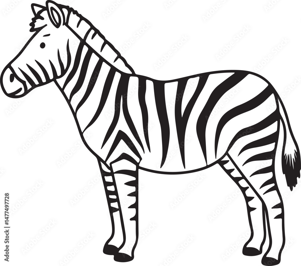 Fototapeta premium This zebra vector drawing is great for animal-themed projects, school content, and safari illustrations for kids and adults