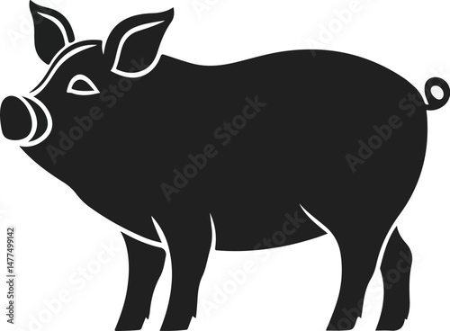 Black Silhouette of a Pig Standing