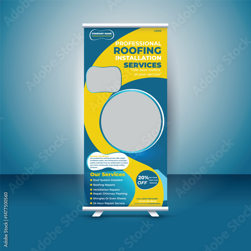 Roofing Installation Services Roll Up Banner Template.