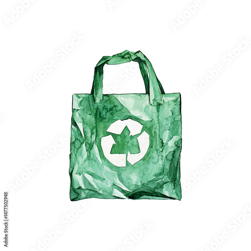 Eco-friendly reusable bag with recycling symbol suitable for sustainable shopping and environmental conservation