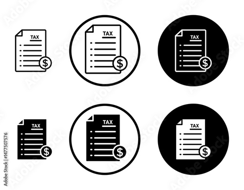 Tax icons in line art painting concept