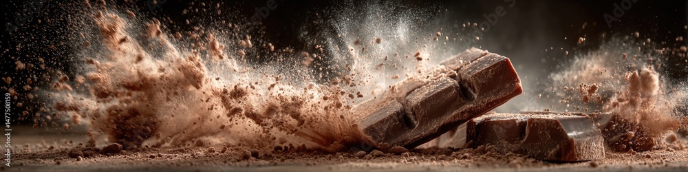 Chocolate Bar Crumbles in Powdery Explosion Chocolate Bar Crumbles in Powdery Explosion