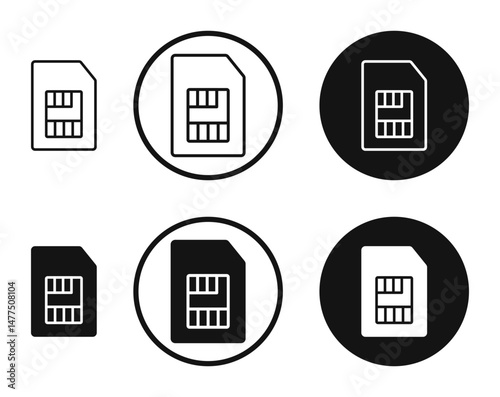 Sim card icons in line art painting concept