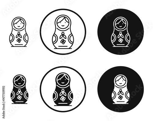 Nesting dolls icons in line art painting concept