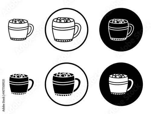 Marshmallows Mug icons in line art painting concept